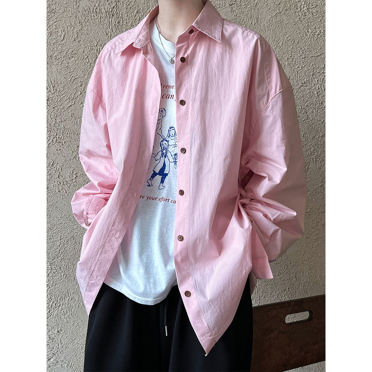 Luxi spring new retro contrasting color button white shirt women's Korean age-reducing stacked outer shirt 3395