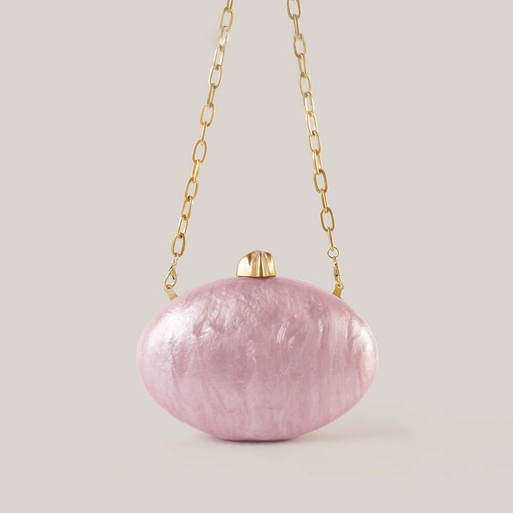 hot-selling new beige semi-round acrylic dinner bag, hand grab bag, one shoulder oblique span wedding fashion women's bag