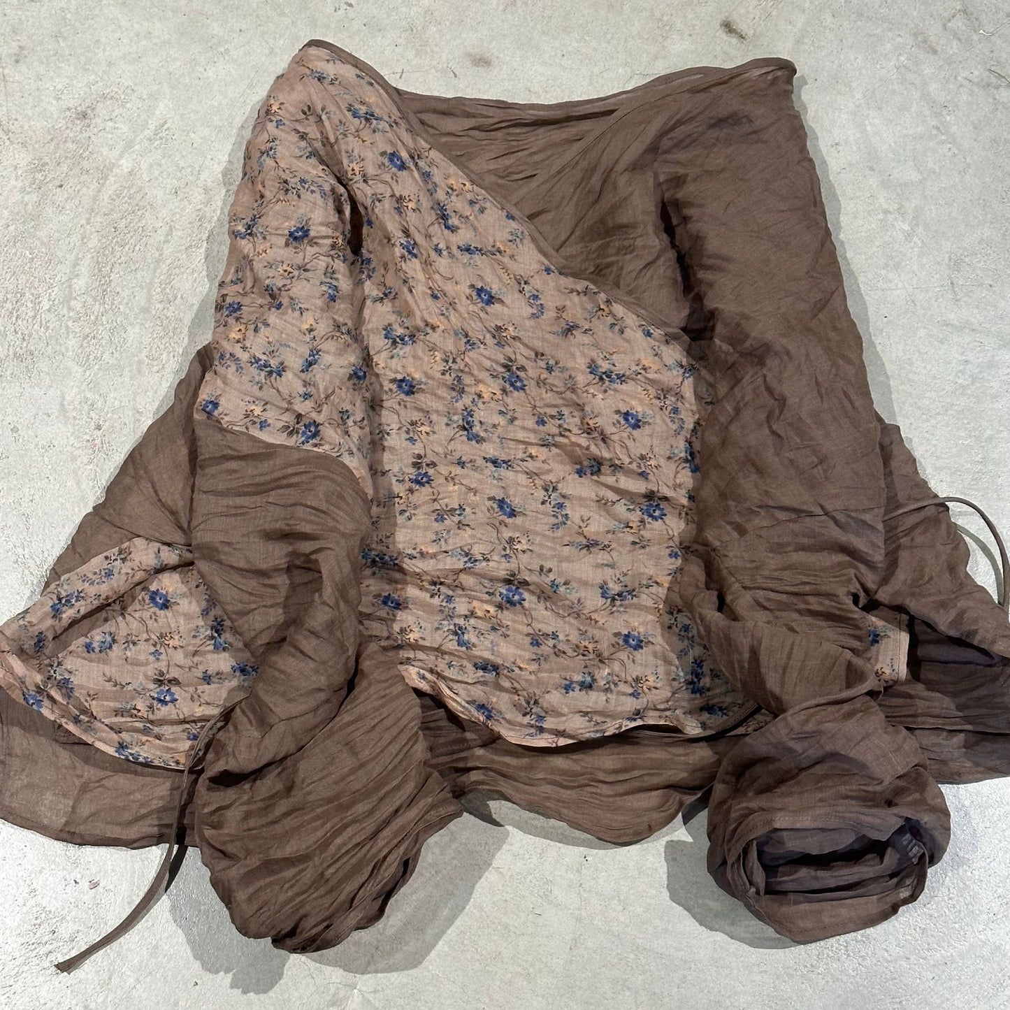 2025 24/4 SN48 flowers, literary and retro ramie printed diagonal placket lace-up shirt cardigan