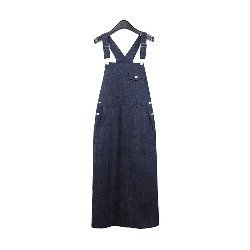 2025 THE MIND denim strap skirt 2025 thirteen lines early spring new Korean version design long suspender skirt T211