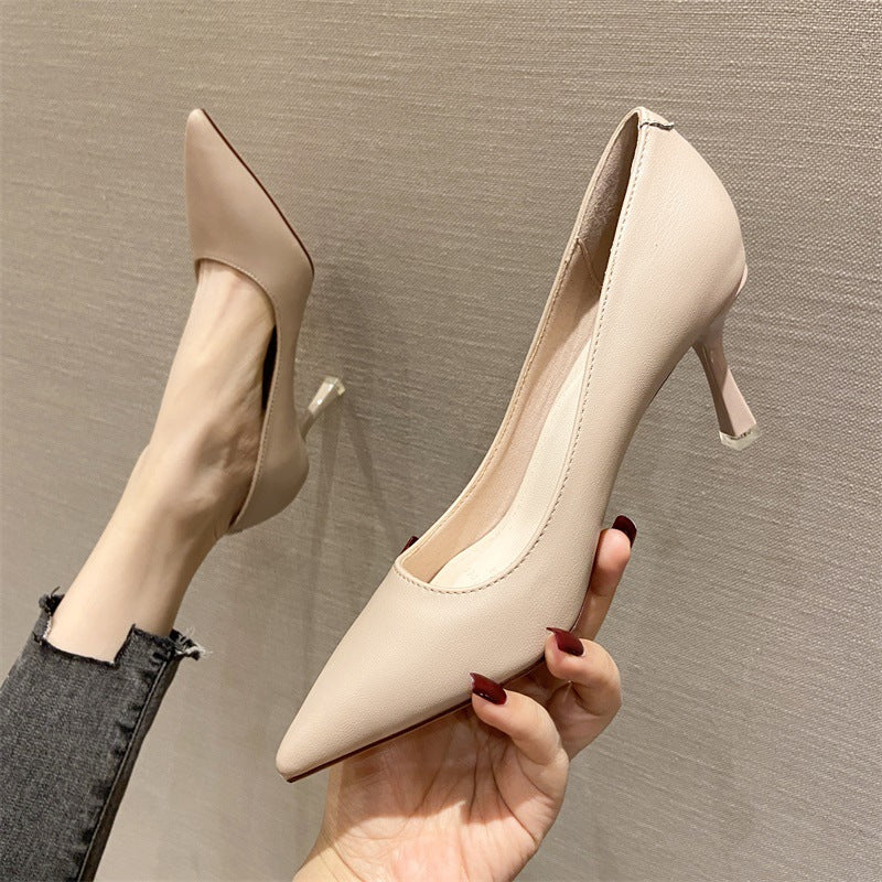 2025 775-15 2025 new thin heel pointed high heels women's simple commuting out high heels Internet celebrities same