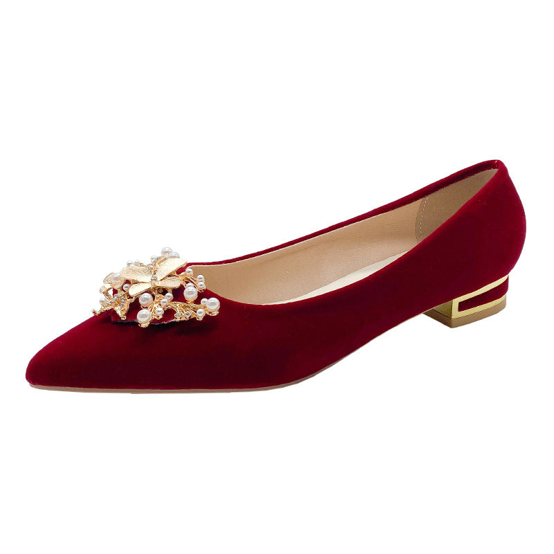 XIANGTUIBAO Red Wedding Shoes Bridal Shoes Two-Way Wear Not Tired Feet Xiuhe Main Wedding Dress High Heel Pumps Comfortable Thick Heel plus Size High Heels