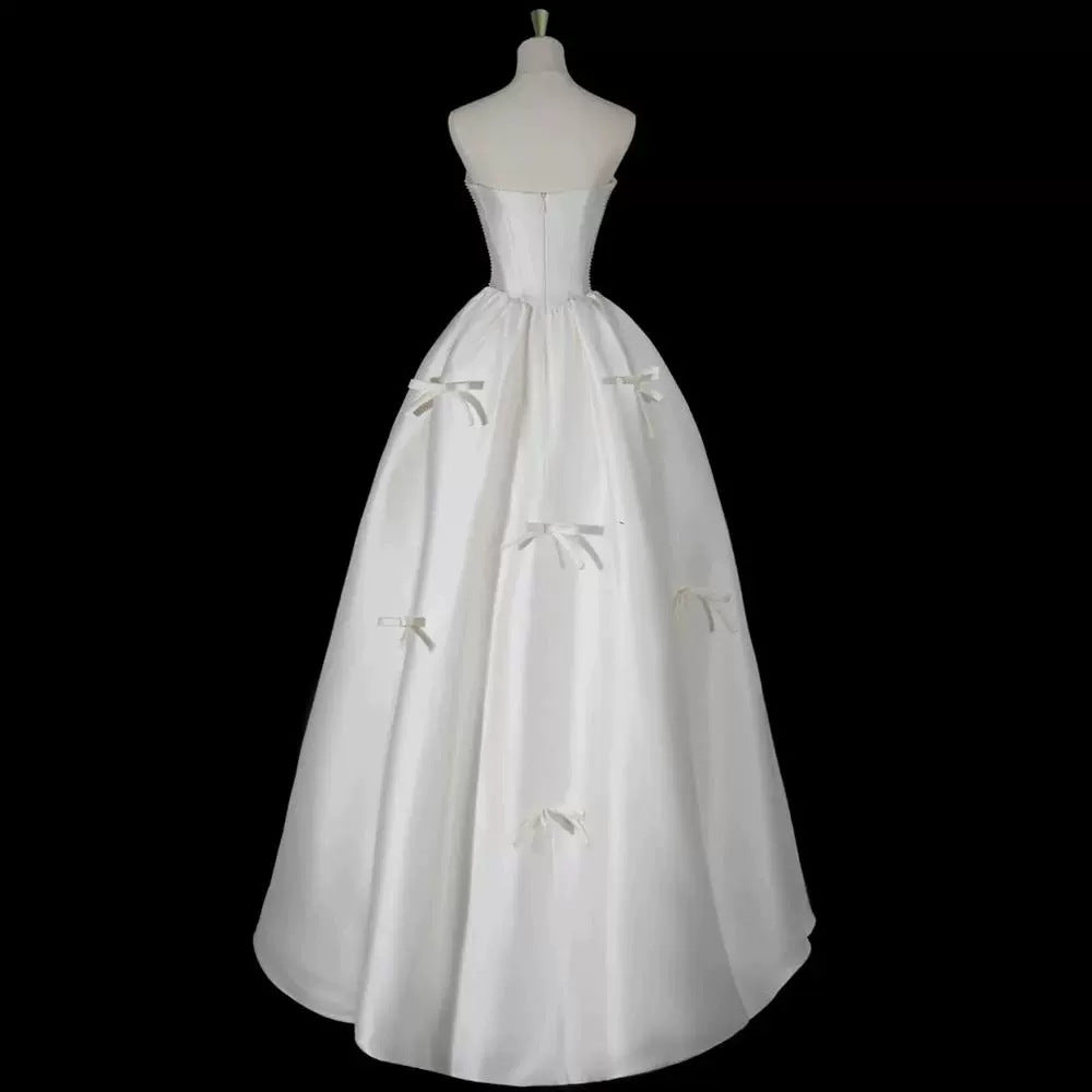 2025 Super fairy satin light wedding dress new simple yarn white tube top bridal engagement dress welcome out