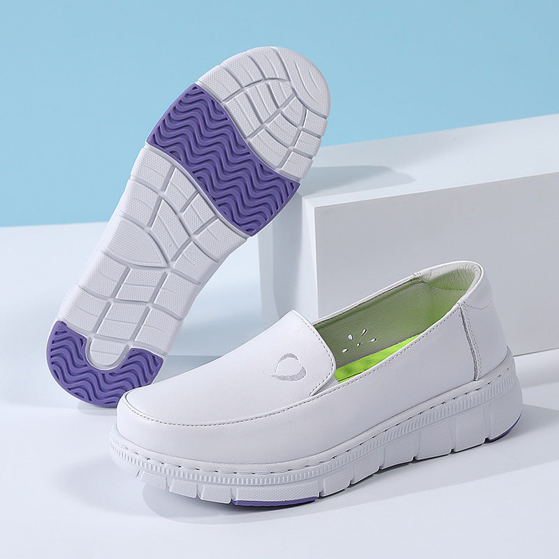 XIANGTUIBAO Nurse Shoes Women's Genuine Leather Women's Soft Bottom Breathable Deodorant Flat Non-Slip Hospital Work Shoes in Stock Wholesale Foreign Trade Cross-Border