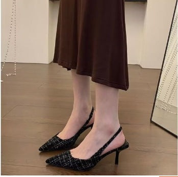 xiangtuibao Summer New Style Buckle High Heel Sandals Korean Style Pointed-Toe Stiletto Shoes Graceful European and American plus Size Women's Shoes