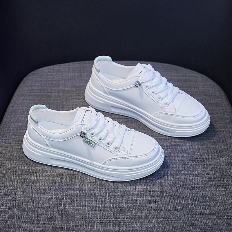 2025 Korean version ins little white shoes female tide students spring new thick-soled muffin shoes female street shot board shoes female K6615