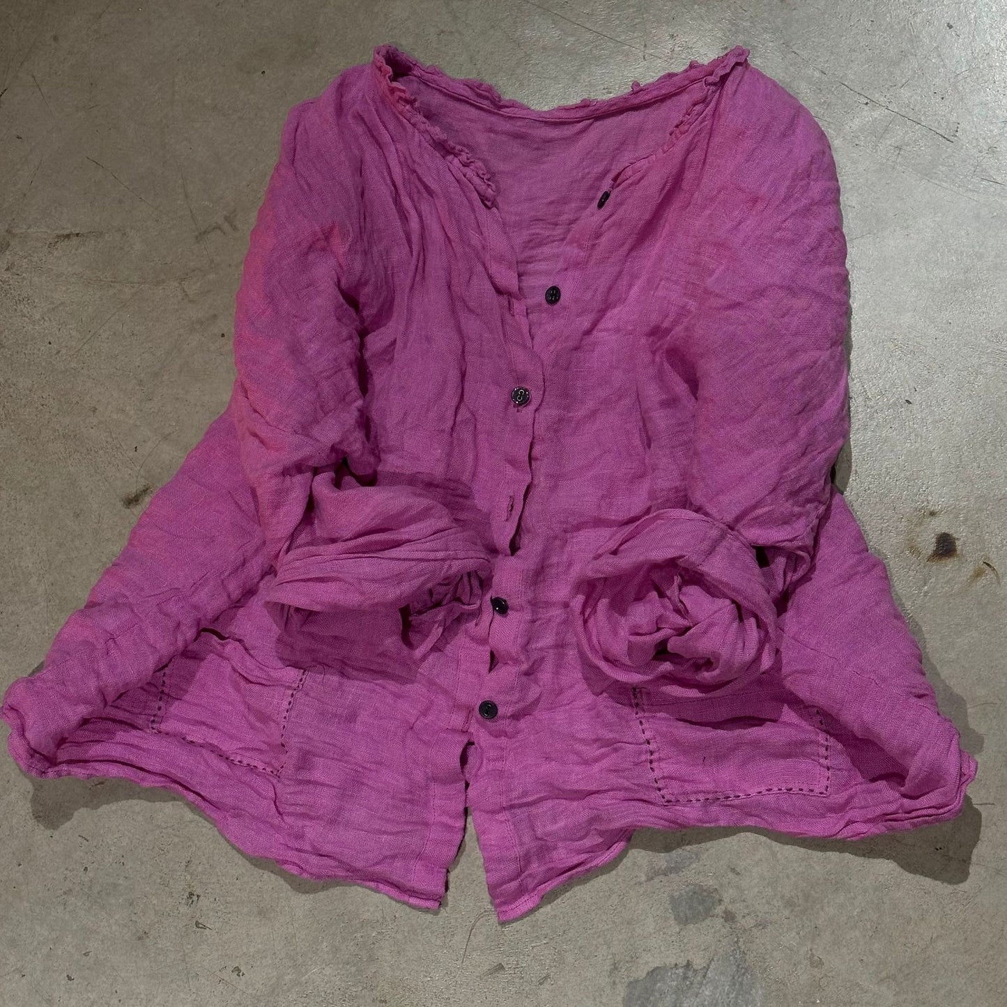 2025 24/1 SN10 casual literary versatile solid color linen long-sleeved cardigan button-up shirt