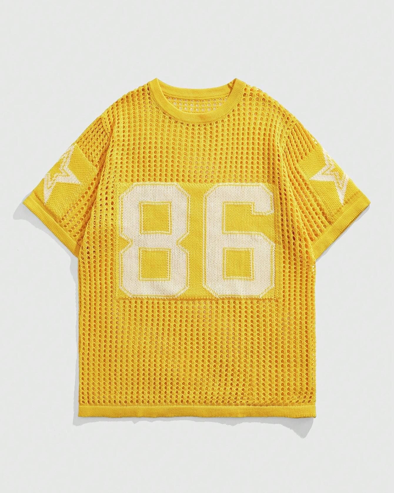 Summer new splicing fashionable versatile printing mesh breathable sports sweater short-sleeved top