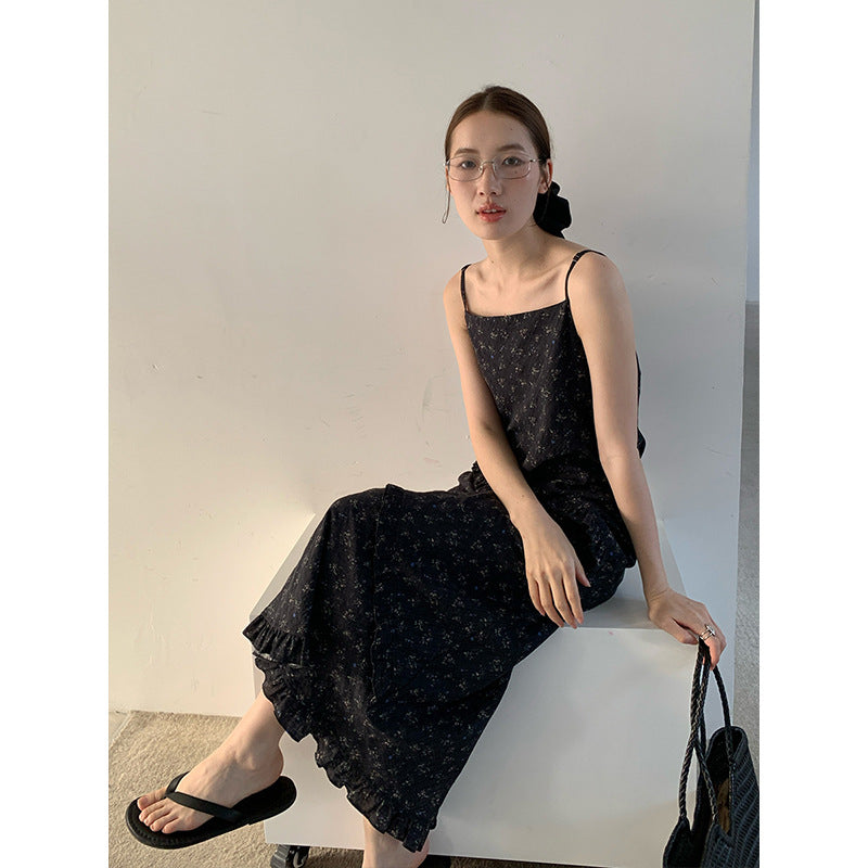 2025 THE MIND floral suspender skirt 2025 thirteen lines summer new design long dress 025AX