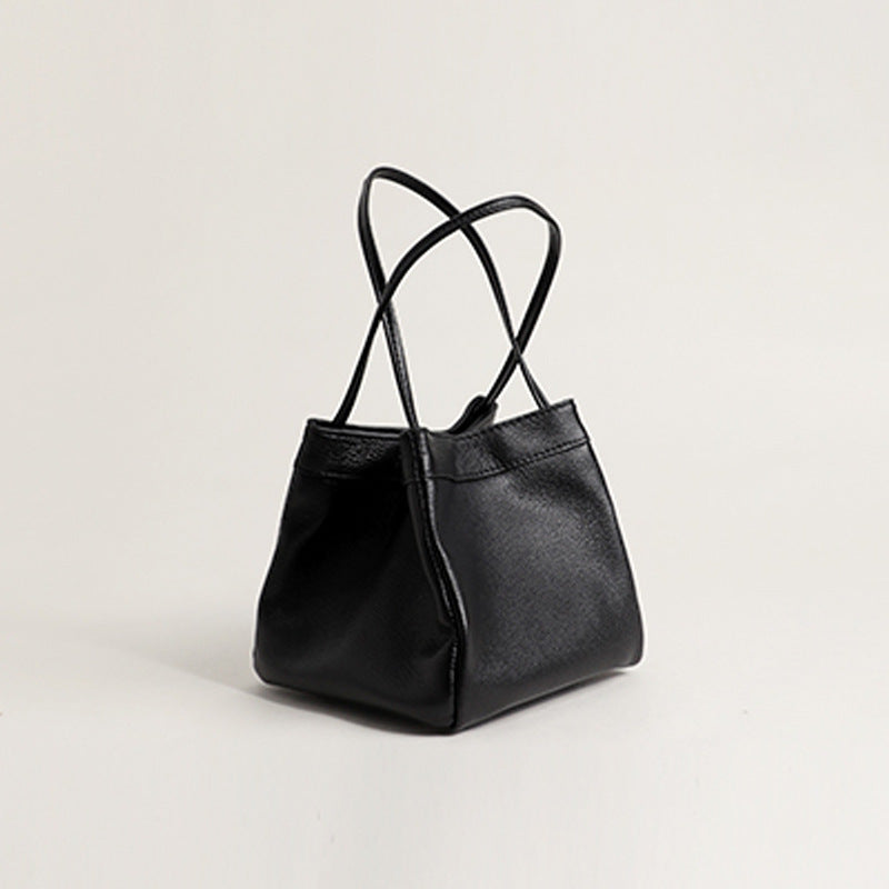 XIANGTUIBAO Women's Bag New Korean Style PU Leather Small Square Bag Versatile Hand Holding Bucket Bag Minority Fashion Textured Handbag