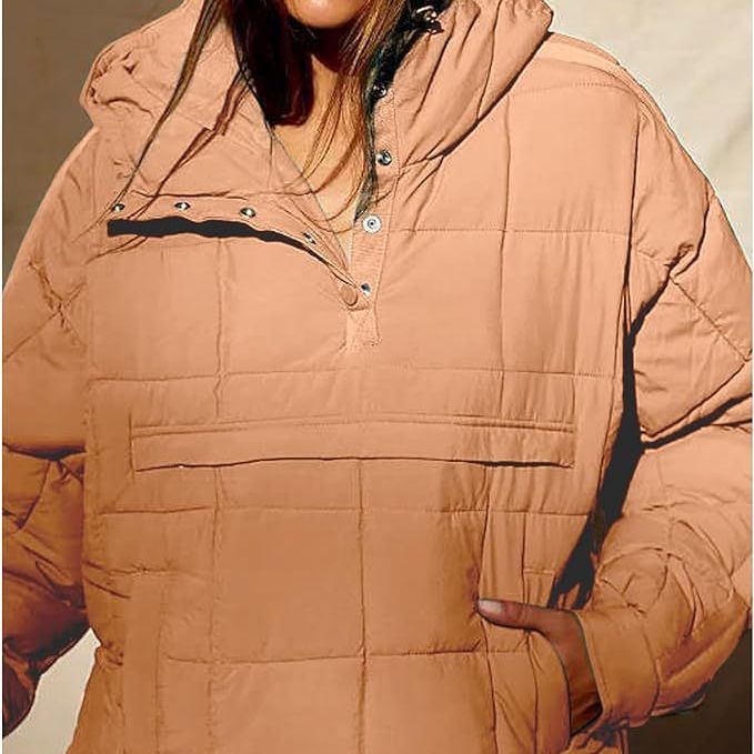 2023 Cross-border Autumn and Winter Solid Color Hooded Cotton Clothing Foldable Filled Pullover Pocket Long Sleeve Jacket Women