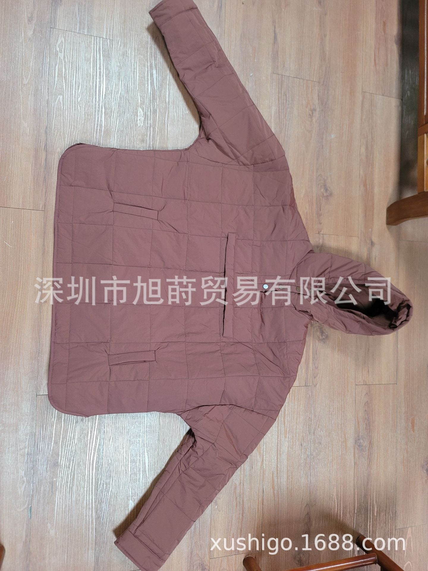 2023 Cross-border Autumn and Winter Solid Color Hooded Cotton Clothing Foldable Filled Pullover Pocket Long Sleeve Jacket Women