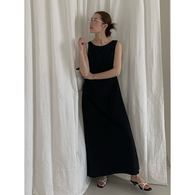 2025 THE MIND Tencel linen pleated vest skirt 2025 summer new high waist slim long skirt 023AX
