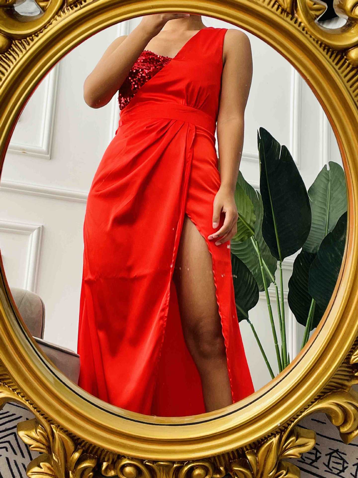 XIANGTUIBAO popular Spring and Autumn Dress Spring and Summer Over the Knee Elegant Red Turtleneck V-Neck Adult Official Picture Chinese Evening Dress