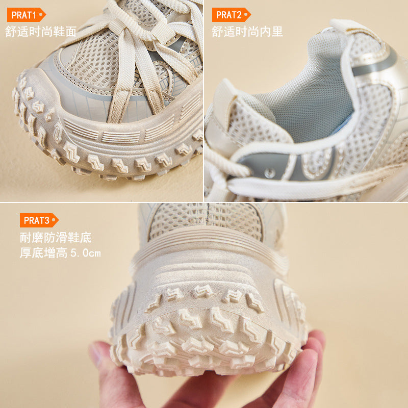 2025 ins Korean version of the new dad shoes girl spring student running sports thick sole height increase casual street shot M-91