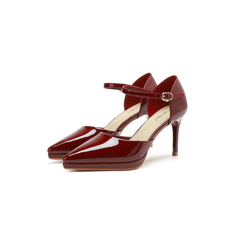 2025 8088-10A pointed-toed stiletto high-heeled shoes for women with bag head hollow high-heeled sandals waterproof table single shoes for women