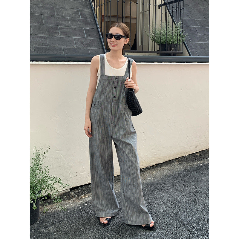 2025 THE MIND linen cotton striped casual overalls 205 summer new Korean version simple onesie 051AX