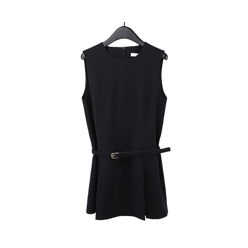 2025 THE MIND high-end simple dress 2025 summer new product with belt and thin sleeveless skirt T235