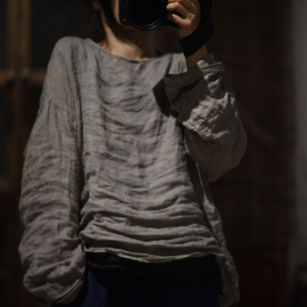 2025 Su Nian Weiyang SN24 literary and retro solid color versatile loose casual yarn-dyed linen jumper