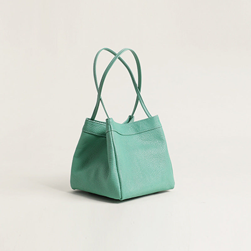 XIANGTUIBAO Women's Bag New Korean Style PU Leather Small Square Bag Versatile Hand Holding Bucket Bag Minority Fashion Textured Handbag