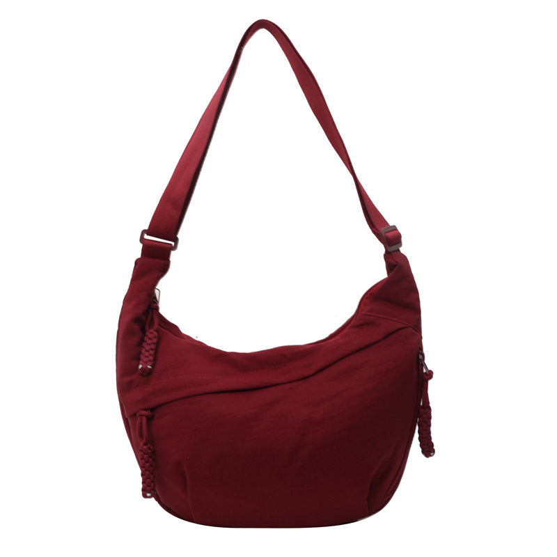 XIANGTUIBAO Spring New All-Match Shoulder Bag Travel Messenger Bag Washed Wrinkled Nylon Retro Casual and Lightweight Dumpling Bag