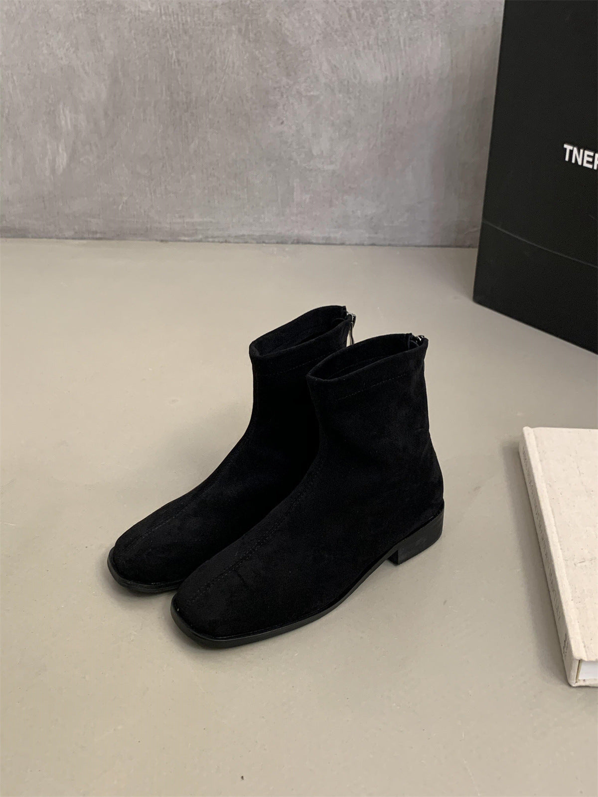 2025 thick heel suede square head thin boots women's boots popular new short boots spring and autumn single boots thin and ankle boots