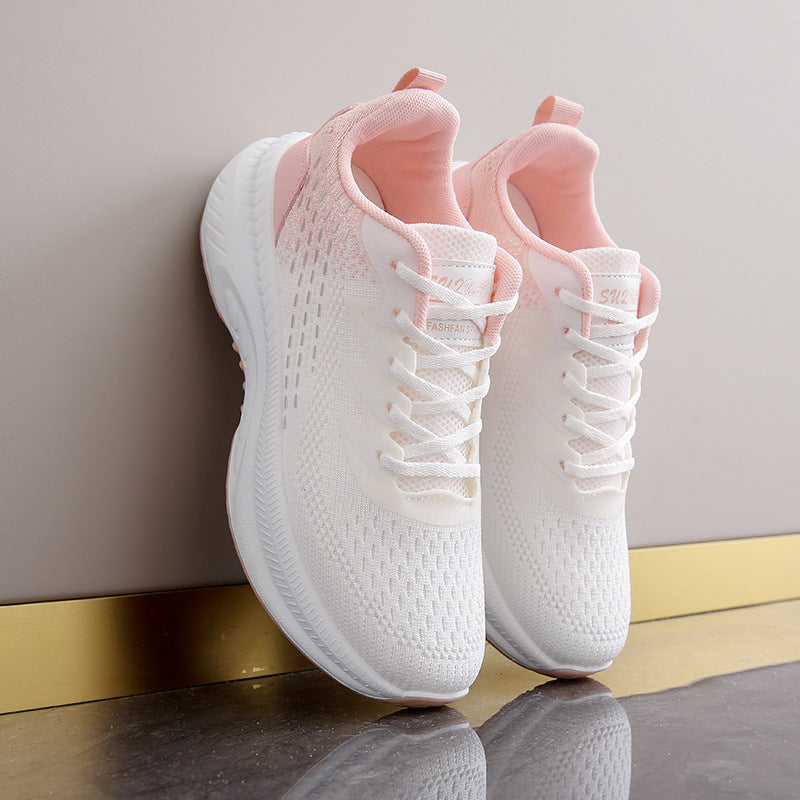 2025 ins Korean version of flying woven shoes spring new student sports shoes breathable fitness running casual street shot K2512