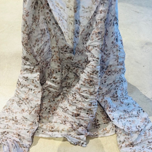 2025 24/7 SN56 Literary Versatile Shoulder Crew Neck Summer Sunscreen Solid Color Printed Ramie Cardigan
