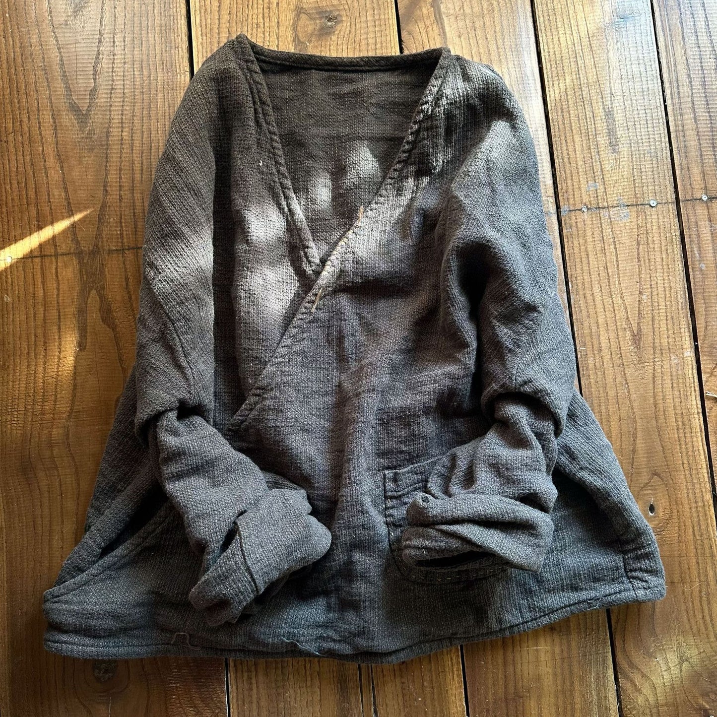 2025 24/1 SN21 Spring Versatile Casual Literary Texture Yarn Lazy V-Neck Linen Pullover