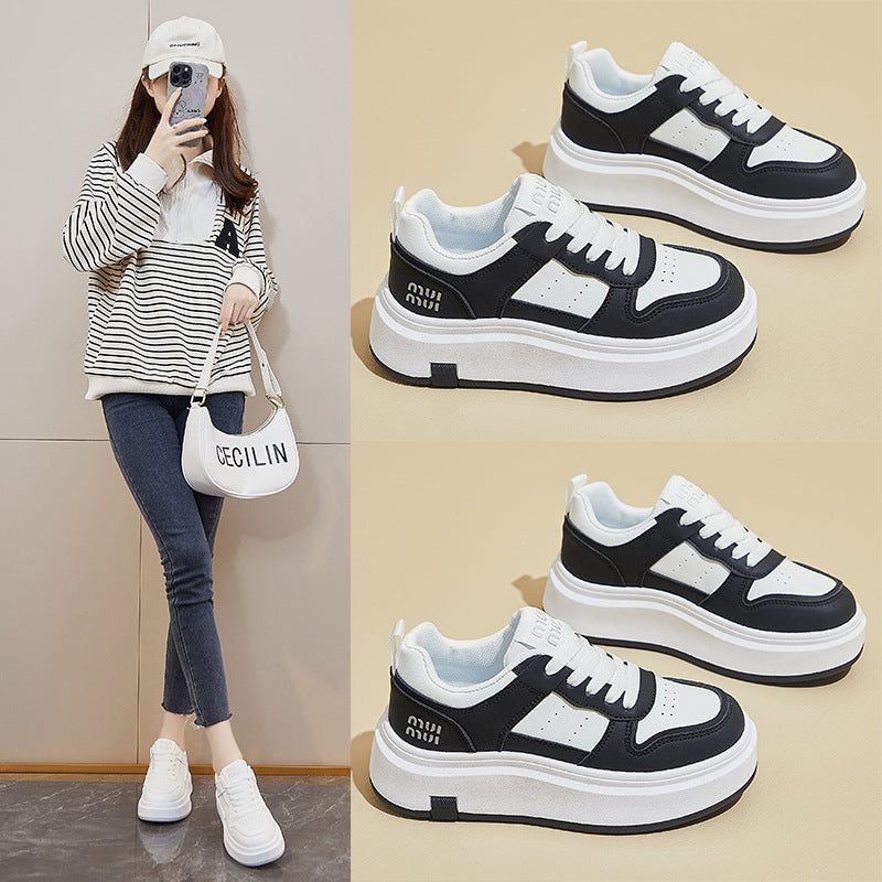 2025 spring little white shoes new Korean version ins female students platform heightening sports board shoes casual street shot ZS81