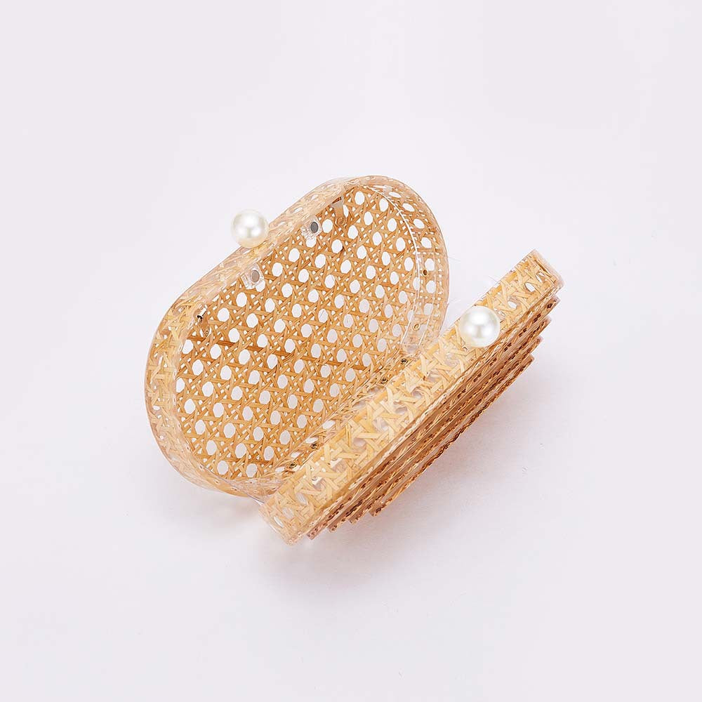 hot-selling new rattan acrylic dinner bag, grab bag, one shoulder oblique span wedding fashion women's bag