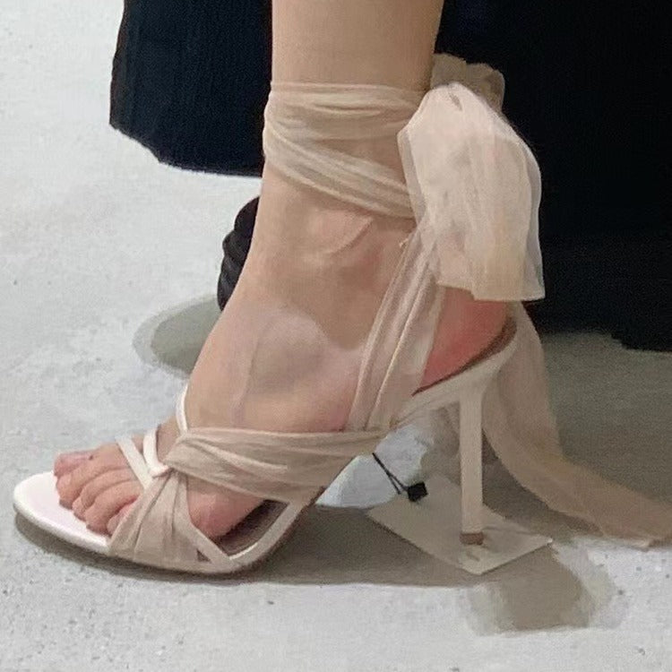XIANGTUIBAO Xiaohongshu Push Fairy Style Strap Internet Celebrity Open Toe High Heel Sandals Women's Summer High Heels Outdoor Sandals Sandals