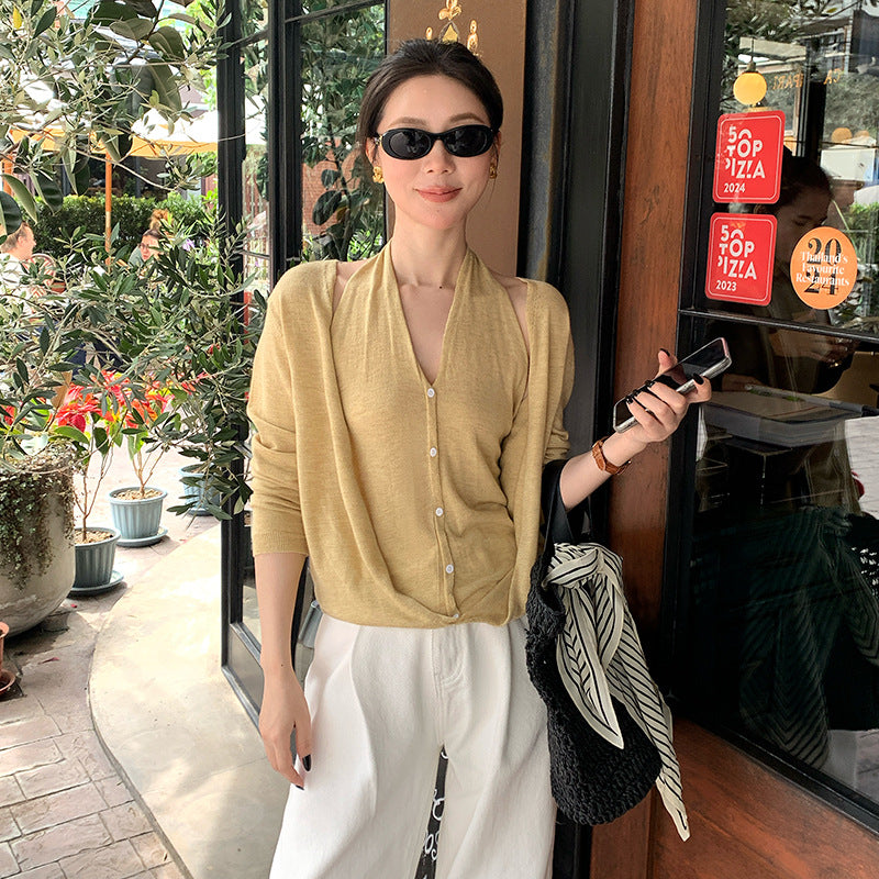 2025 Thirteen Lines Spring New Temperament Versatile Wool Neck Knitted Sweater Women's Long Sleeve Top 25225