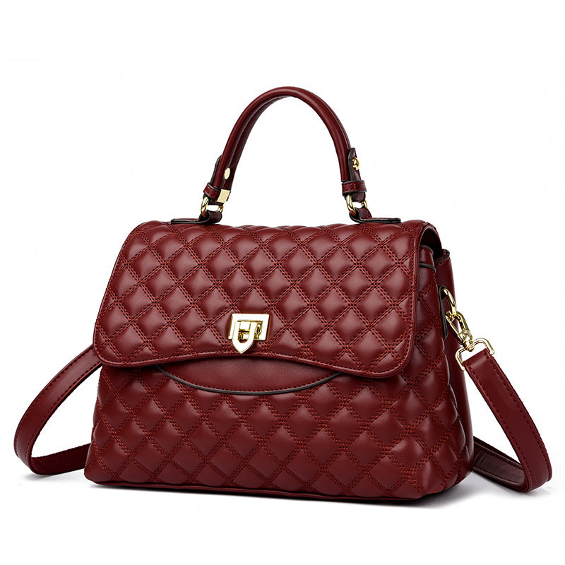 2025 Bag Autumn Women's popular Rhombus Embroidery Thread Bag Fashion Temperament Handbag Atmospheric Middle-aged Mom Bag One piece is sent on behalf of others