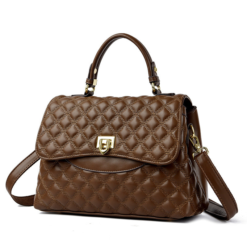 2025 Bag Autumn Women's popular Rhombus Embroidery Thread Bag Fashion Temperament Handbag Atmospheric Middle-aged Mom Bag One piece is sent on behalf of others