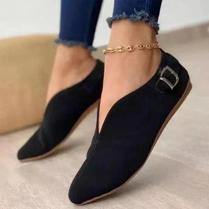 XIANGTUIBAO Cross-Border European and American Style New Hasp V Cut Casual Pumps Fashion plus Size 35-43 Foreign Trade Women's Shoes