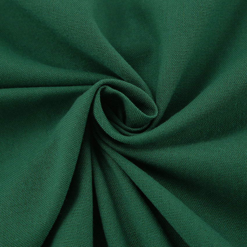 2025 popular new long dress cotton and linen sleeveless dress women's summer sexy green slit straight suspender skirt