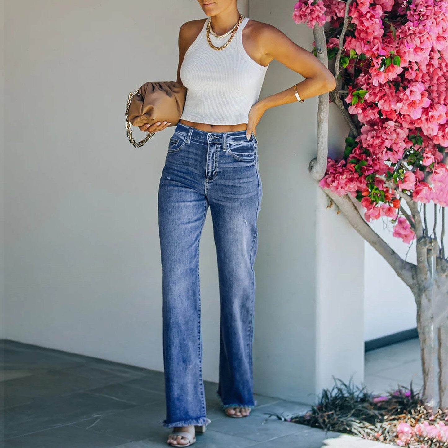 2025 2025 Popular trade New supply retro loose denim trousers women