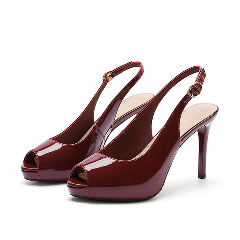 2025 848-1 Fish mouth rear empty high-heeled sandals for women 2025 women's summer new thin-heeled waterproof table, not tired of high-heeled shoes for women