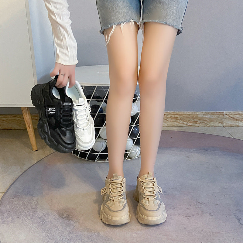 2025 ins Korean version of the new dad shoes for women spring student versatile sports shoes street shooting casual heightening shoes K819