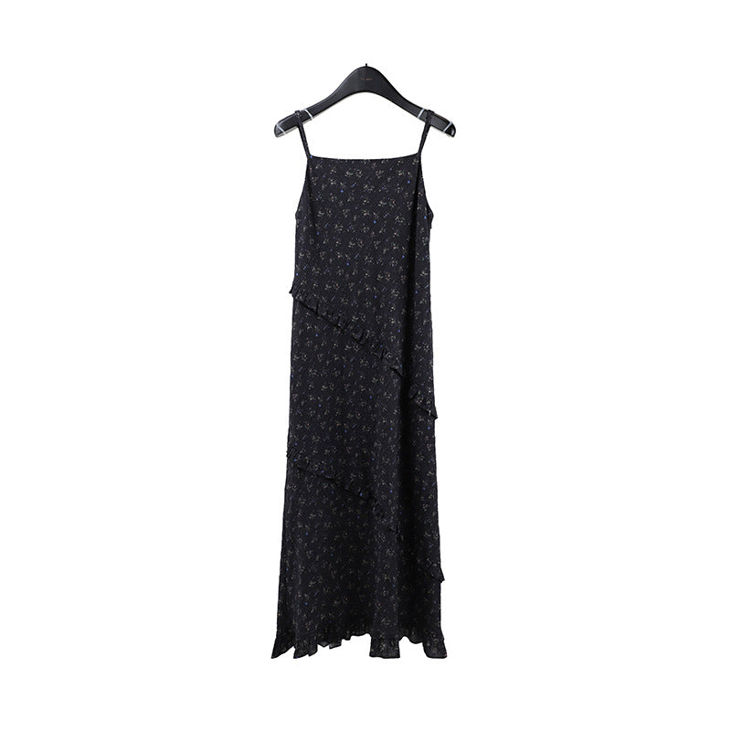 2025 THE MIND floral suspender skirt 2025 thirteen lines summer new design long dress 025AX