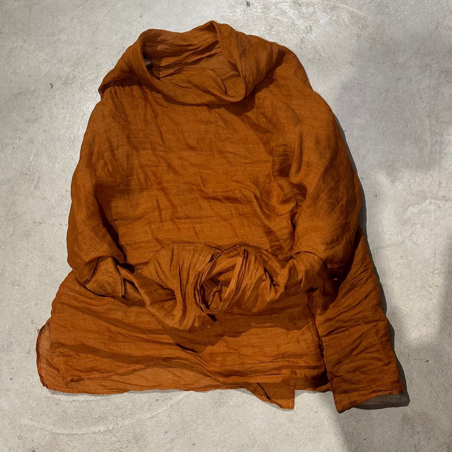 2025 23/8/tea tea/early autumn literary and retro two-color ramie high-neck shoulder loose shirt bottoming shirt
