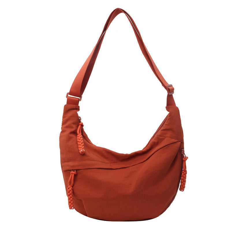 XIANGTUIBAO Spring New All-Match Shoulder Bag Travel Messenger Bag Washed Wrinkled Nylon Retro Casual and Lightweight Dumpling Bag