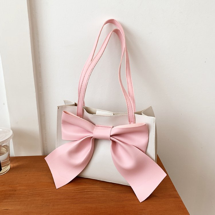 XIANGTUIBAO Spring New Fresh Sweet Beauty Shoulder Messenger Bag Fairy Style Bow Portable Fashionable Small Square Bag