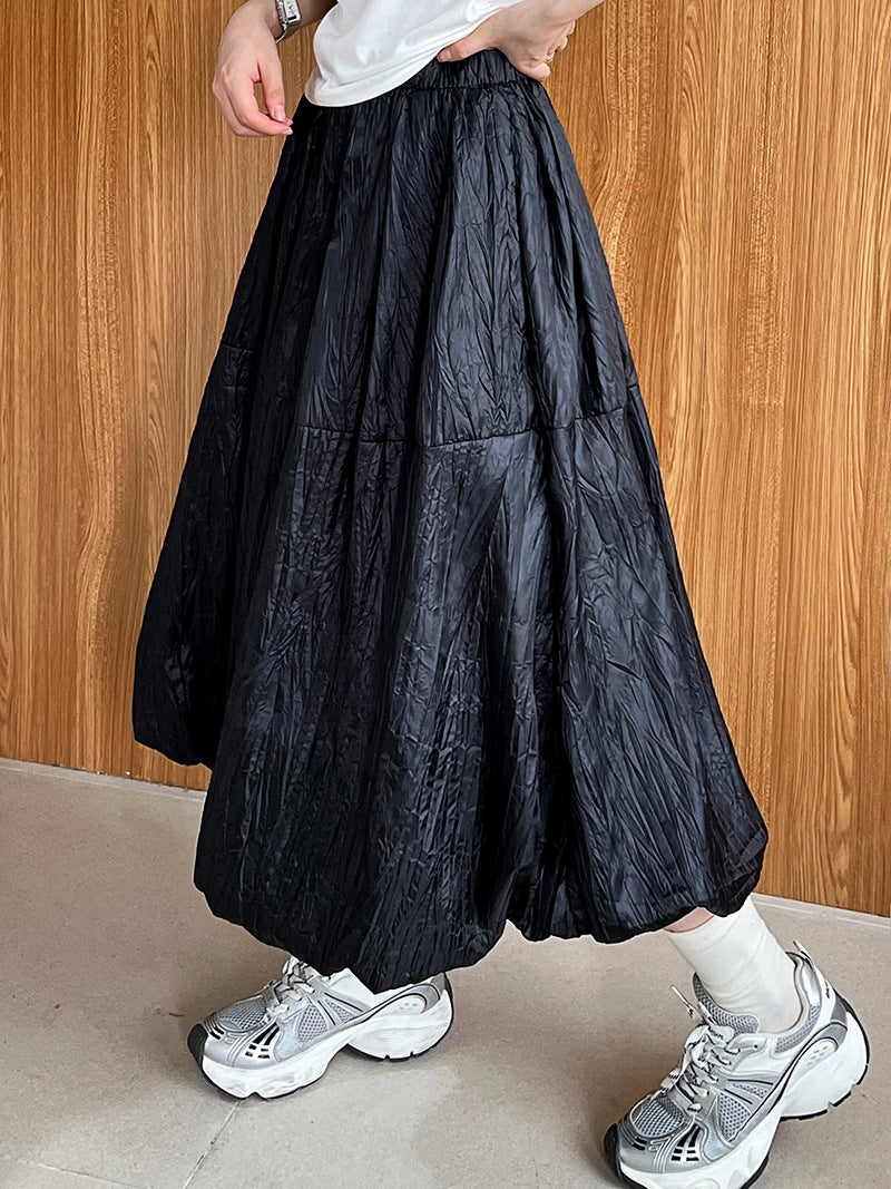 Luxi, pleated pearlescent yarn bud skirt women's summer new smart and elegant fairy glazed skirt 1635