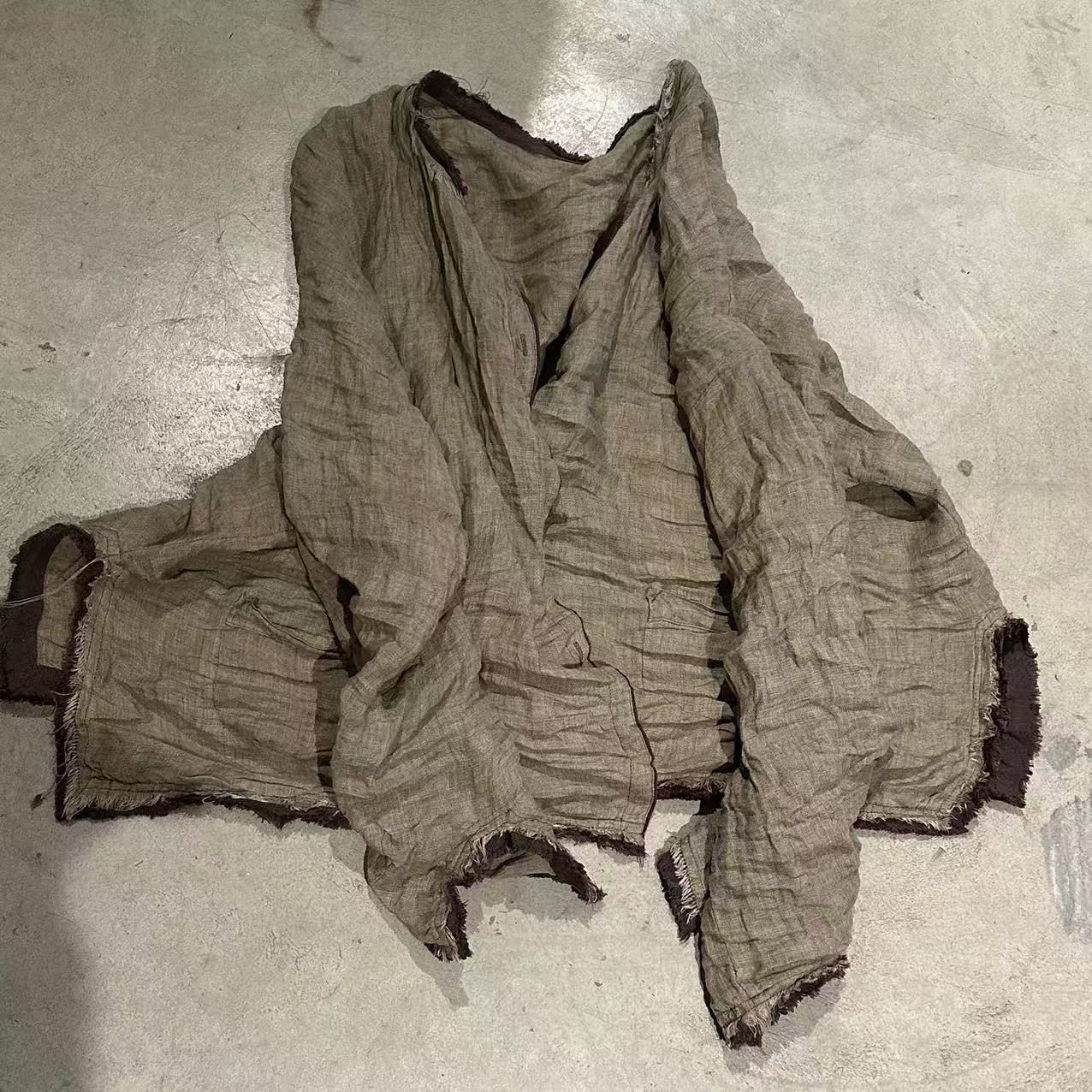 2025 25/2 SN125 literary and casual yarn-dyed textured linen burr cardigan