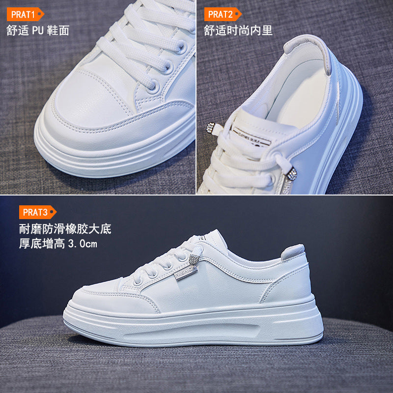 2025 Korean version ins little white shoes female tide students spring new thick-soled muffin shoes female street shot board shoes female K6615
