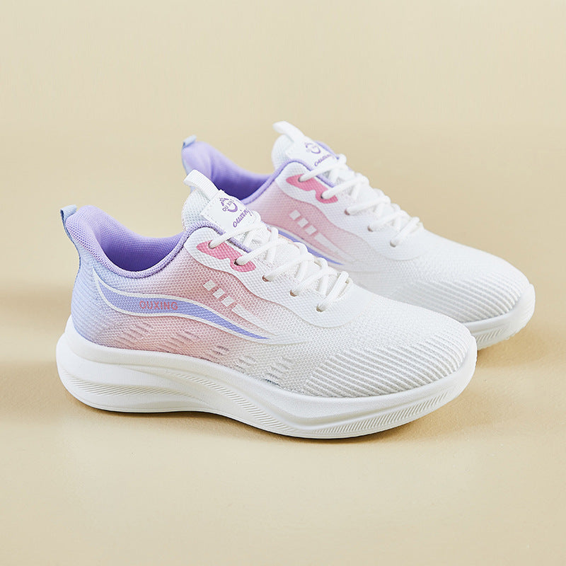 2025 ins tide Korean version of flying woven sports shoes for women's spring new student running casual height increase street shot FZ6602