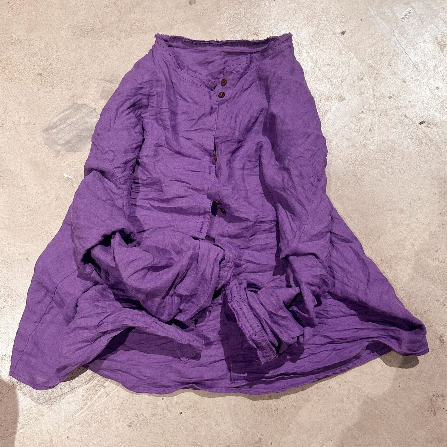 2025 23/9/Keran/Early autumn literary and retro thickened ramie stand-up collar rough edge old washed cardigan