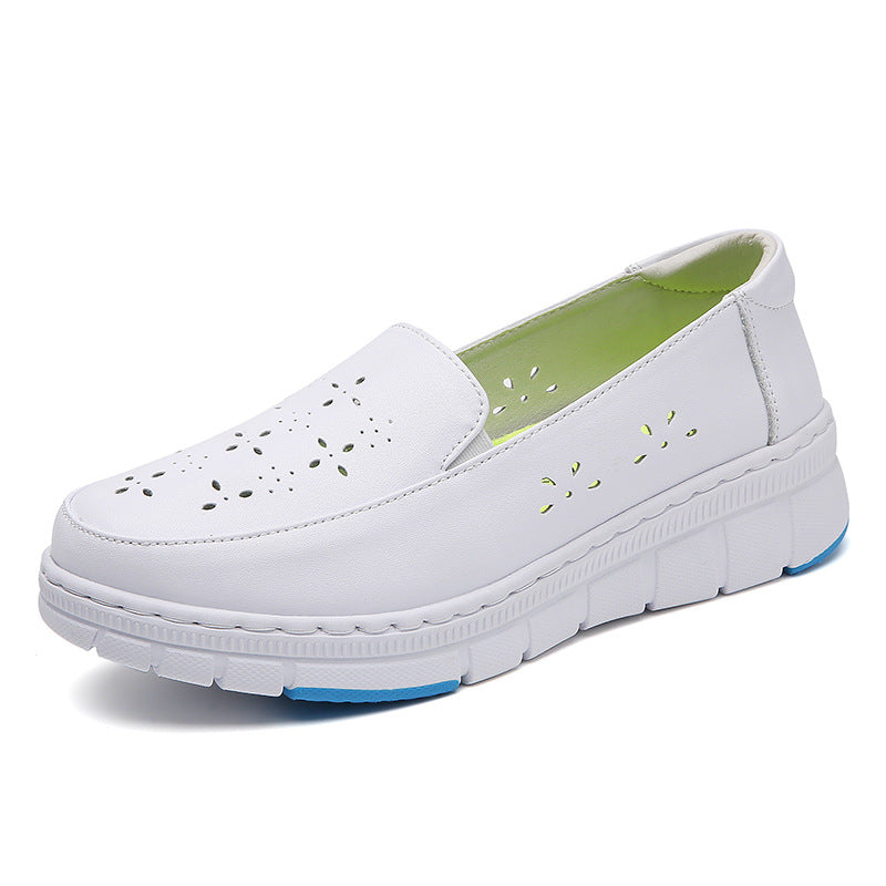 XIANGTUIBAO Nurse Shoes Women's Genuine Leather Women's Soft Bottom Breathable Deodorant Flat Non-Slip Hospital Work Shoes in Stock Wholesale Foreign Trade Cross-Border